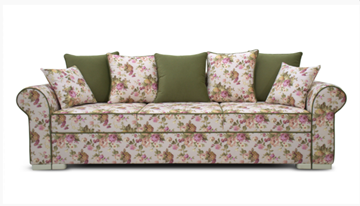 Прямой диван Ameli (Arcadia rose+shaggy green+glance bone) в Когалыме - предосмотр