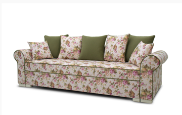 Прямой диван Ameli (Arcadia rose+shaggy green+glance bone) в Урае - предосмотр 1