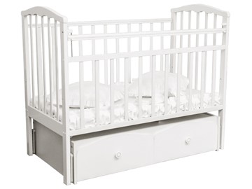 Детская кроватка Золушка 7, 60х120, массив березы, цвет белый в Нижневартовске