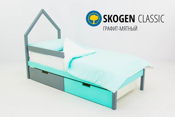 Кровать-домик детская мини Skogen графит-мятный в Лангепасе - изображение