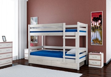 Кровать детская Джуниор двухъярусная с ящиками (Белый Античный) в Радужном