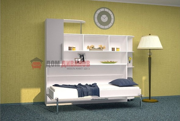 Детская кровать-шкаф Горизонтальная в серых тонах, Белый шагрень/Алюминий (900х2000) в Радужном - изображение