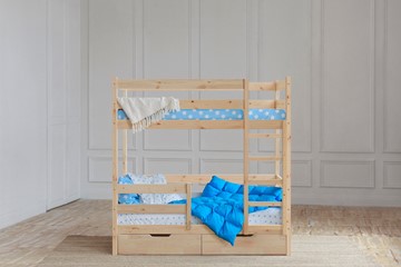 Детская двухъярусная кровать без крыши с ящиками, без покраски в Лангепасе