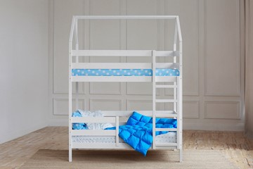 Детская двухъярусная кровать Домик, цвет белый в Радужном