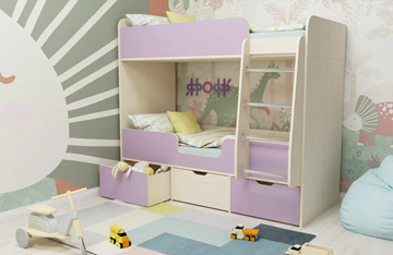 Детская 2-х ярусная кровать Малыш двойняшка 70х160, корпус Дуб молочный, фасад Ирис в Нижневартовске