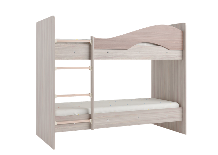 Двухэтажная детская кровать Мая на щитах со шкафом и ящиками, корпус Шимо светлый, фасад Шимо темный в Югорске - изображение 3