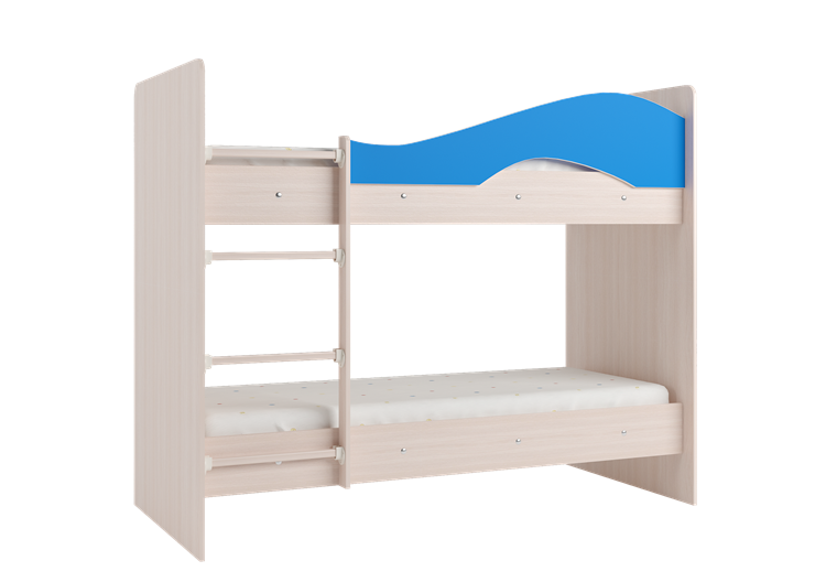 Детская 2-этажная кровать Мая с 2 ящиками на щитах, корпус Млечный дуб, фасад Синий в Пыть-Яхе - изображение 2