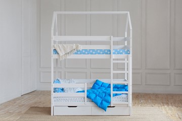 Детская 2-этажная кровать Домик с ящиками, цвет белый в Покачах