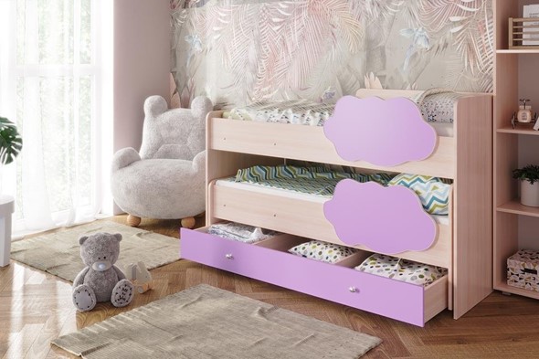 Детская двухэтажная кровать Соник 1.6 с ящиком, Ирис в Лангепасе - изображение