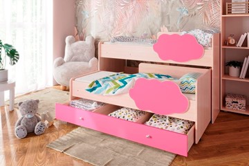 Детская двухэтажная кровать Соник 1.6 с ящиком, Розовый в Нижневартовске