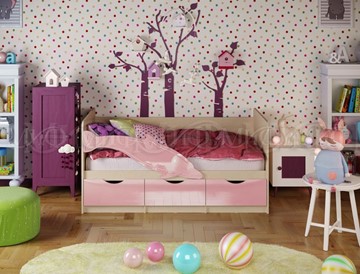 Кровать в детскую Дельфин-1, Розовый глянец 80х160 в Сургуте