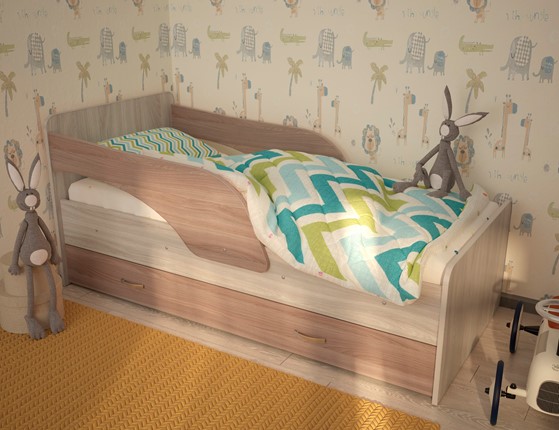 Детская кровать Максимка, корпус Шимо светлый, фасад Шимо темный в Пыть-Яхе - изображение