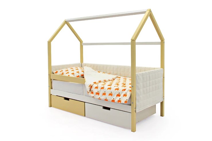 Кровать-домик «Svogen бежево-белый» мягкая в Когалыме - изображение 4