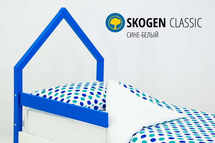 Кровать-домик в детскую мини Skogen сине-белый в Лангепасе - изображение 3