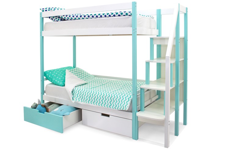 Детская 2-этажная кровать Svogen мятный-белый в Когалыме - изображение 5