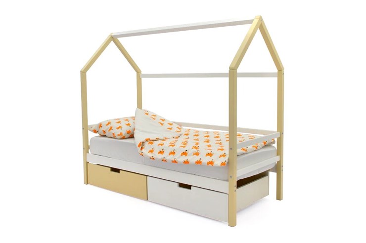 Детская кровать-домик Svogen бежево-белый в Лангепасе - изображение 3