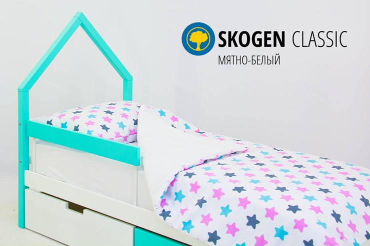 Кровать-домик мини Skogen белый-мятный в Когалыме - изображение 3