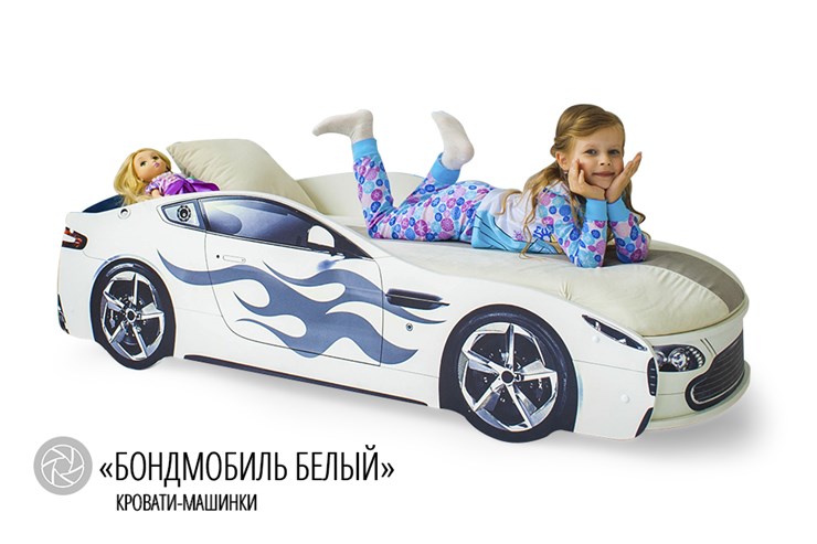 Детская кровать-машина Бондимобиль белый в Урае - изображение 2