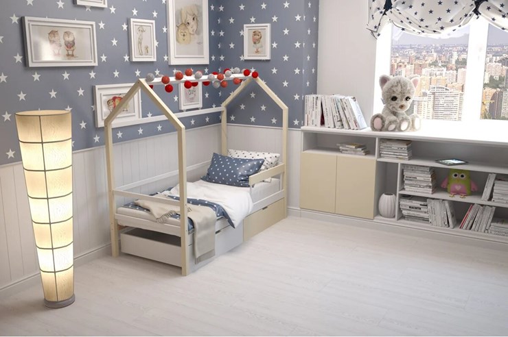 Детская кровать-домик Svogen бежево-белый в Лангепасе - изображение 6