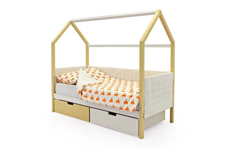 Кровать-домик «Svogen бежево-белый» мягкая в Когалыме - изображение 3