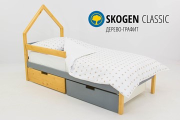 Кровать-домик мини Skogen дерево-графит в Сургуте