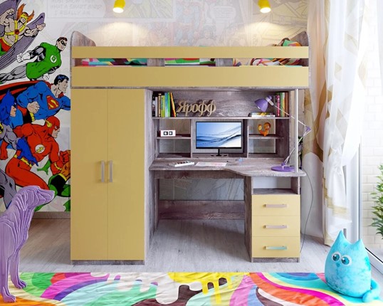 Детская кровать-чердак Аракс, каркас Бетон, фасад Зира в Нижневартовске - изображение