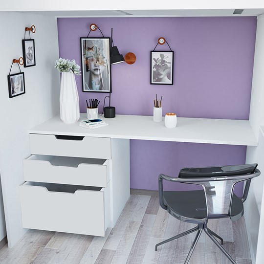 Кровать-чердак с письменным столом и шкафом POLINI Kids Simple Белый в Нижневартовске - изображение 5