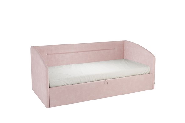 Кроватка 0.9 Альба (Софа), нежно-розовый (велюр) в Ханты-Мансийске - изображение