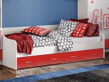Кровать подростковая Алфавит (Красный) с ящиками в Нягани