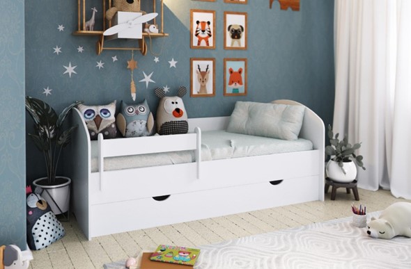 Кровать детская Бэмби 1800х900 без ящиков и бортика, белый в Урае - изображение