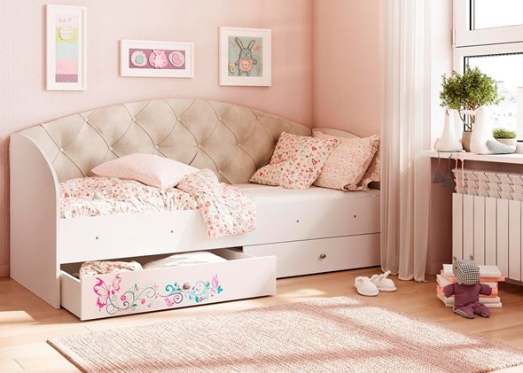 Детская кровать односпальная Эльза без бортика, Бежевый (латы) в Урае - изображение