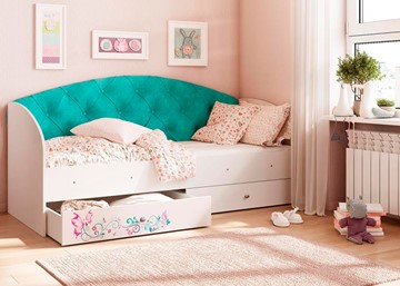 Кровать детская односпальная Эльза без бортика, Бирюза (латы) в Нижневартовске