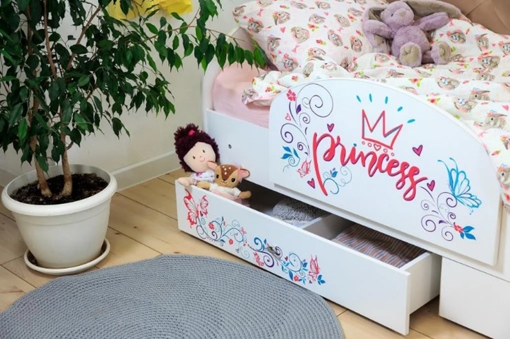Кровать с ящиками Эльза с бортиком, Розовый (щиты) в Урае - изображение 2