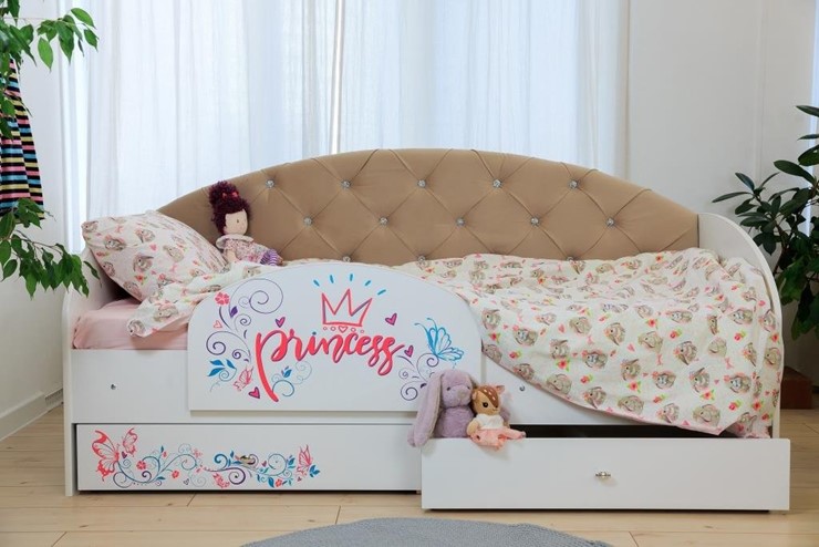 Односпальная детская кровать Эльза с бортиком, Бежевый (латы) в Лангепасе - изображение 5
