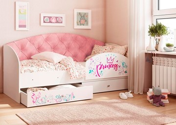 Односпальная детская кровать Эльза с бортиком, Розовый (латы) в Нягани
