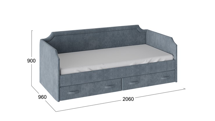 Подростковая кровать Кантри Тип 1, ТД-308.12.02 (Замша синяя) в Советском - изображение 2