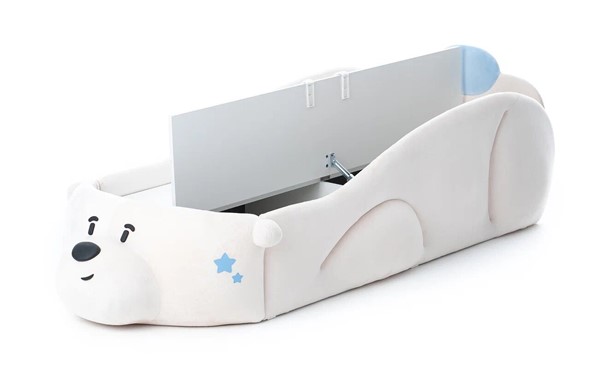 Детская кровать Мишка Pasha с ящиком, белый в Лангепасе - изображение