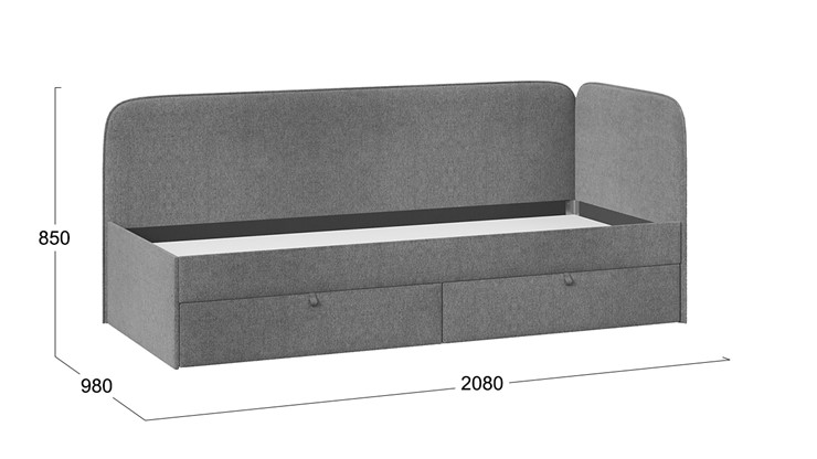 Кровать в детскую Молли тип 1 (90), Микровелюр Scandi Graphite 22 в Радужном - изображение 3