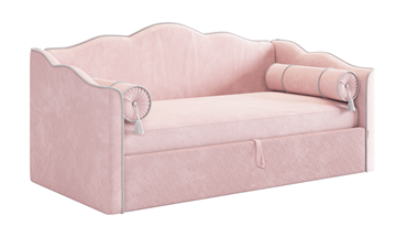 Кровать в детскую с подъемным механизмом Лея (Софа) 90х200 (нежно-розовый (велюр)/галька (велюр)) в Урае