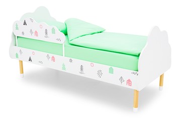 Кроватка Stumpa Облако "Домики розовый, бирюзовый" в Нижневартовске