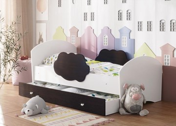 Детская кровать Тучка с ящиком, корпус Белый, фасад Венге в Нижневартовске