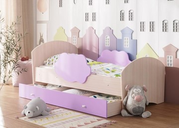 Детская кровать Тучка с ящиком, корпус Дуб млечный, фасад Ирис в Нижневартовске