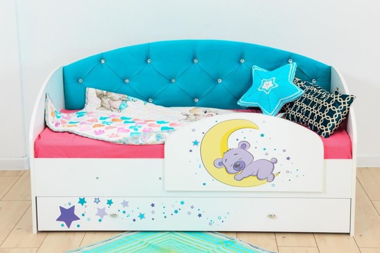 Детская кровать с ящиками Звездочка с бортиком, Бирюза в Лангепасе - изображение 8