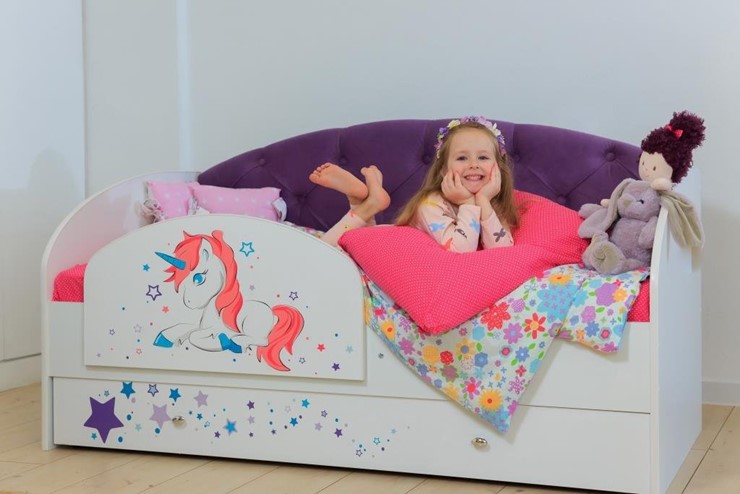Детская кровать с ящиками Звездочка с бортиком, Фиолетовый в Лангепасе - изображение 4