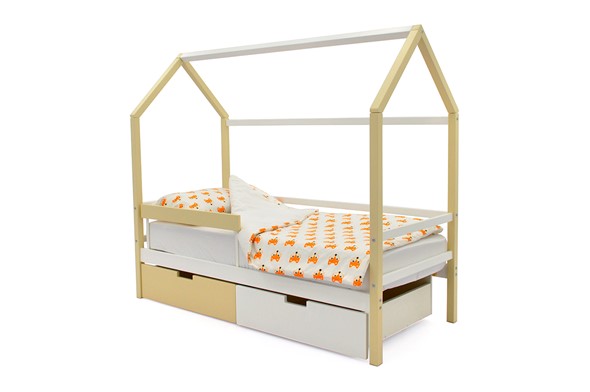 Детская кровать-домик Svogen бежево-белый в Лангепасе - изображение
