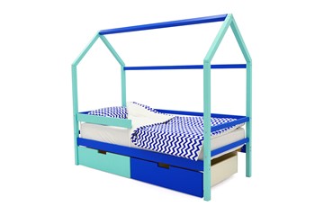 Кровать-домик в детскую Svogen синий-мятный в Сургуте