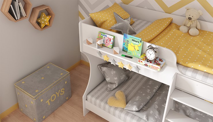 Кровать двухъярусная POLINI Kids Dream 1500 Белый в Нижневартовске - изображение 3
