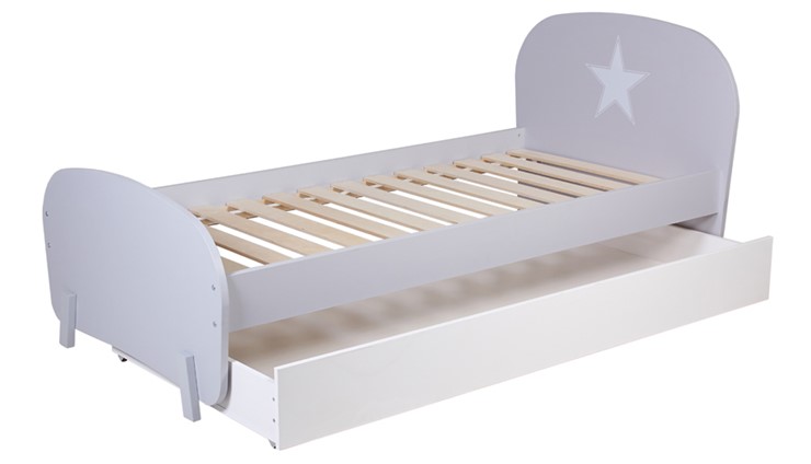 Кровать с ящиком POLINI Kids Mirum 1915 Серый / Белый в Нижневартовске - изображение 1