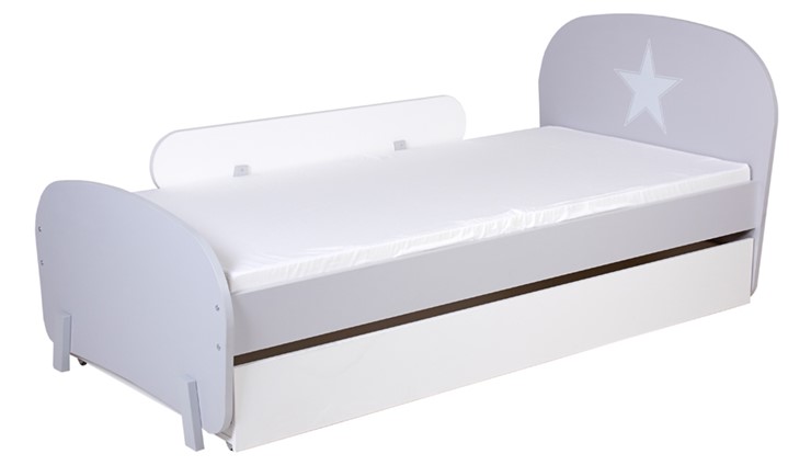 Кровать с ящиком POLINI Kids Mirum 1915 Серый / Белый в Лангепасе - изображение 3