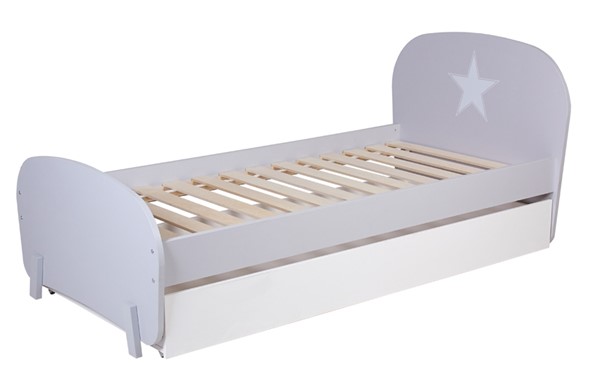 Кровать с ящиком POLINI Kids Mirum 1915 Серый / Белый в Нижневартовске - изображение